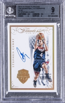 2014/15 Panini Flawless USA Basketball Autographs "Blue" #B-SC Stephen Curry Signed Card (#1/1) - BGS MINT 9/BGS 10
